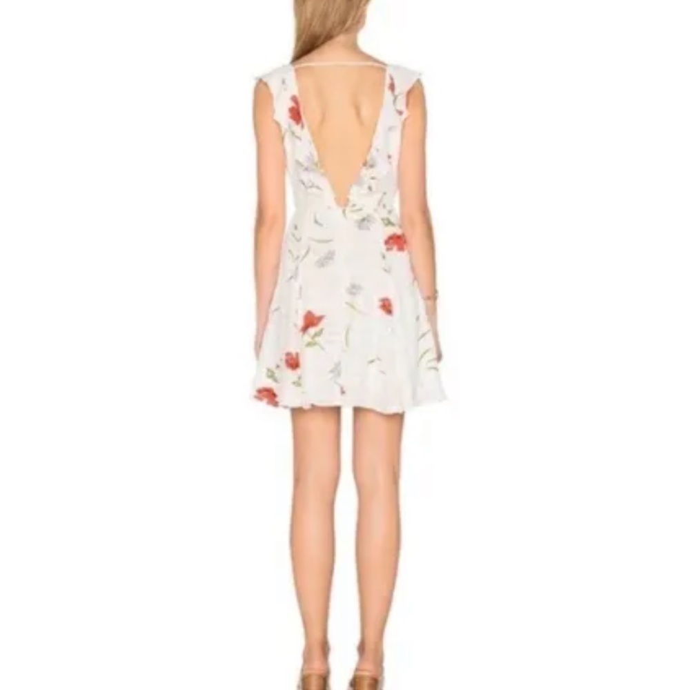 Revolve Privacy Please Polk Plaid Floral Mini Dress White Open Back Ruffle - Picture 4 of 8